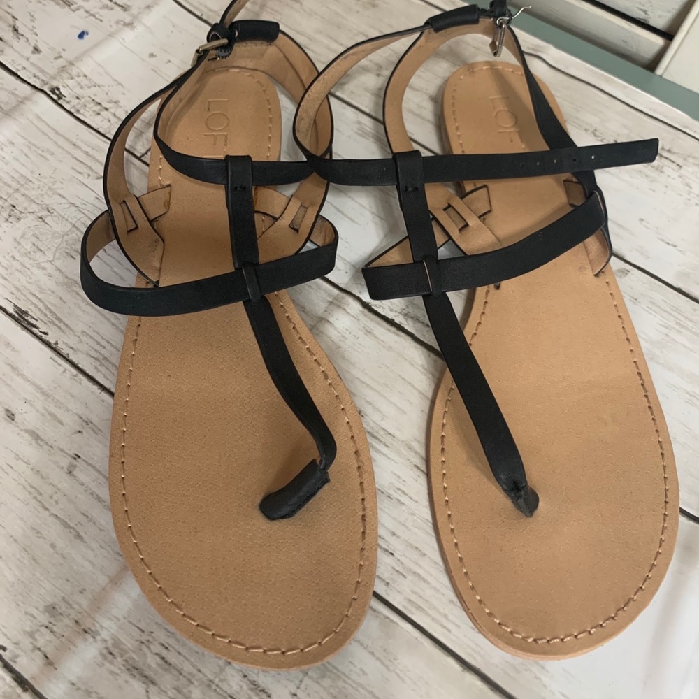 Loft Black Ankle Strap Sandals size 9